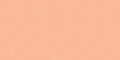 gemakkelijk perzik dons achtergrond. patroon met wit stippel lijn harten. schattig Valentijnsdag dag patroon voor verpakking, achtergrond, kaart, banier vector