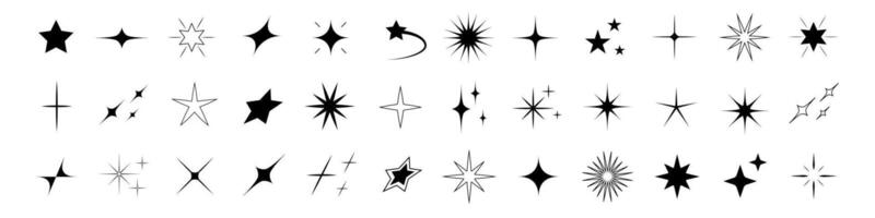 reeks van ster vormen. retro futuristische fonkeling pictogrammen verzameling. vector reeks van y2k stijl.