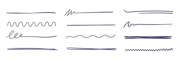 de pen benadrukt de beroerte van de lijn, kattebelletje met een markeerstift. hand- tekening. onderstrepen tekst met een pen. vector