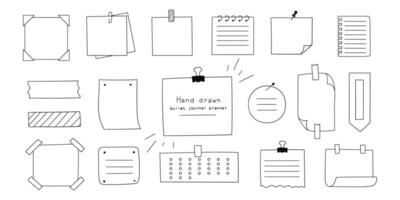 stickers en tekeningen voor de dagboek in tekening stijl vector