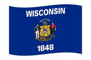 golvend vlag van de Wisconsin staat. vector illustratie.