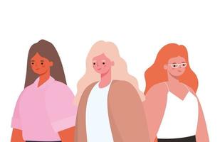 drie vrouwen tekenfilms vector ontwerp