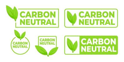 milieuvriendelijk bewust etiketten in groen met koolstof neutrale tekst en een blad symbool, voor producten ondersteunen duurzame praktijken. vector