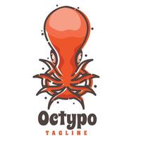 Octopus lijn kunst karakter logo mascotte vector