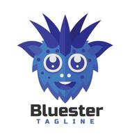 blauw monster hoofd karakter logo vector