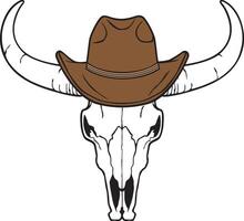 stier schedel met cowboy hoed. vector illustratie.