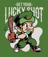 elf van Ierse folklore spelen basketbal krijgen uw Lucky schot t-shirt vector