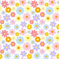 naadloos patroon met groovy bloemen vector