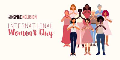 Internationale vrouwen dag spandoek. inspireren inclusie maart 8e vector