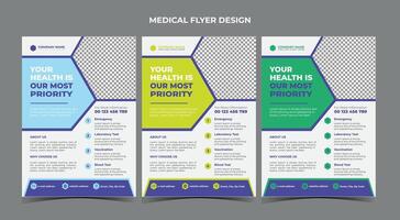 medische en gezondheidszorg flyer ontwerpsjabloon vector