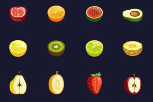 fruit en bessen pictogrammen voor de spel koppel, het gokken sleuf machine in de casino. vector