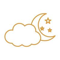 maan met wolk en sterren lijn stijl icoon vector design
