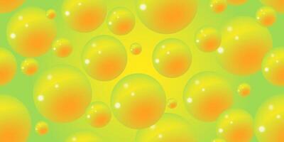 zomer zonnig warm achtergrond met bubbels Aan het. abstract bubbel achtergrond. 3d structuur van vloeistof met klodders. naadloos patroon. geel, oranje, licht groen kleur. vector illustratie.