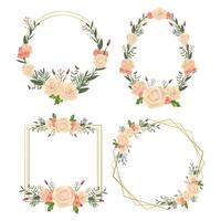 bloemen frame collectie. set schattige retro bloemen gerangschikt in een vorm van de krans, perfect voor huwelijksuitnodigingen en verjaardagskaarten vector