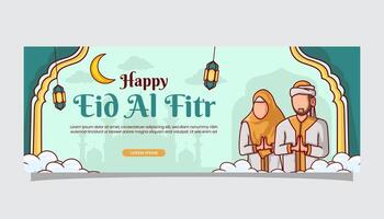 Ramadan kareem Islamitisch illustratie groeten Aan banier Hoes bladzijde sjabloon met Moslim tekenfilm vector