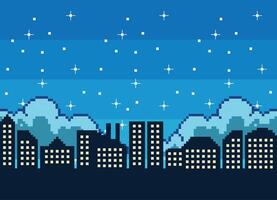 stad nacht pixelatie achtergrond vector