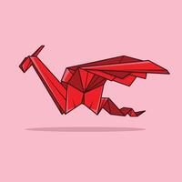 draak origami rood vector