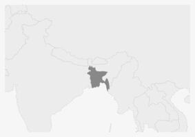 kaart van Azië met gemarkeerd Bangladesh kaart vector