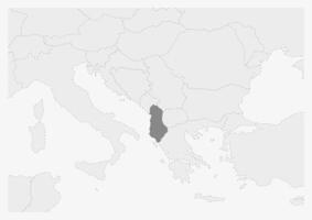 kaart van Europa met gemarkeerd Albanië kaart vector