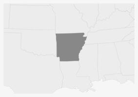 kaart van Verenigde Staten van Amerika met gemarkeerd Arkansas staat kaart vector