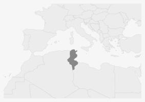 kaart van Afrika met gemarkeerd Tunesië kaart vector