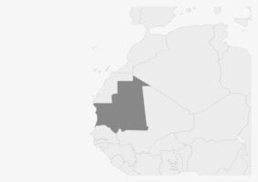 kaart van Afrika met gemarkeerd mauritania kaart vector