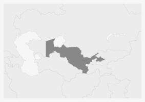 kaart van Azië met gemarkeerd Oezbekistan kaart vector