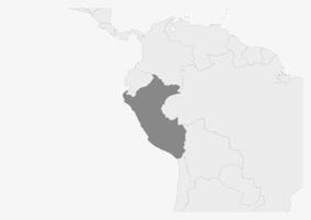 kaart van Amerika met gemarkeerd Peru kaart vector