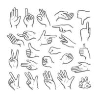 handen gebaren menselijk wijzend handen tonen duimen omhoog omlaag zoals ingesteld gebaar vinger uitdrukking hand duim palm schets gebaren illustratie vector