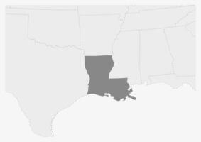 kaart van Verenigde Staten van Amerika met gemarkeerd Louisiana staat kaart vector