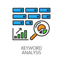 trefwoord analyse, web audit schets kleur icoon vector