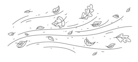 wind lucht en tekening bladeren beweging, herfst natuur vector