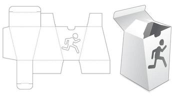 trapeziumvormige doos met gestanste sjabloon voor het venster van de rennende man vector