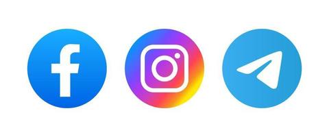 facebook, instagram en telegram logo vector