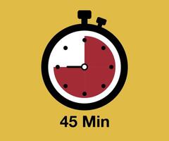 45 timer teken icoon. 45 minuten stopwatch symbool vector