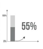 55 procent bar grafiek. grafisch ontwerp van toenemen in percentage, statistieken, bedrijf en financiën concept geïsoleerd Aan wit achtergrond vector