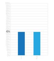 45 procent bars grafiek. vetor financiën, percentage en bedrijf concept. kolom ontwerp met twee secties blauw vector