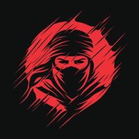 krijger karakter abstract ontwerp. Ninja silhouet logo met abstract maan achtergrond geschikt voor t-shirt ontwerp vector