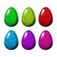 kleurrijk Pasen eieren met polka dots Aan wit achtergrond. illustratie in vlak stijl. vector clip art voor ontwerp van kaart, banier, folder, uitverkoop, poster, pictogrammen
