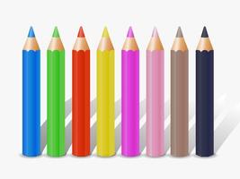 reeks van gekleurde potlood verzameling - geïsoleerd vector illustratie kleur potloden met schaduw