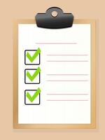 document en klembord met taak checklist vector