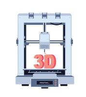 3d printer machine vlak stijl het drukken 3d geïsoleerd Aan wit achtergrond. vector illustratie