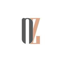 initialen brieven logo zn, nz, z en n vector