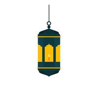 traditioneel oostelijk lantaarn vlak ontwerp vector illustratie. Arabisch moslim kleurrijk hangende lampen, halve manen en sterren.