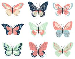schattig vlinders in pastel kleuren. voorjaar en zomer elementen. hand- getrokken illustratie. vector