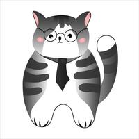 schattig grijs gestreept kat geïsoleerd Aan wit achtergrond. vector illustratie voor kinderen.