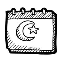 Ramadan maand Aan de kalender. vector illustratie met hand- getrokken stijl of tekening