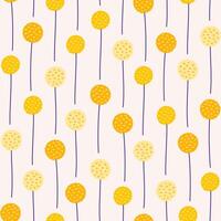 geel bloeiend kruiden Aan een beige achtergrond, naadloos patroon. zomer helder bloemen vector illustratie. voorjaar weide botanisch afdrukken, wild planten kleding stof