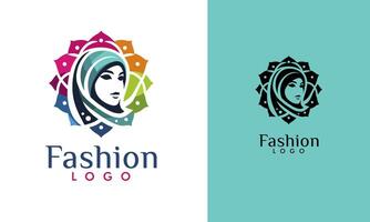 moslim mode logo, vol kleur hijab vrouw hoofd vector