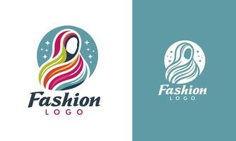 moslim mode logo, vol kleur hijab vrouw hoofd vector